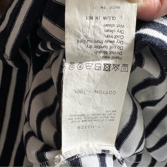SACAI sz 2 M Striped Long Sleeve Tshirt Lace Back Navy Blue White - Picture 6 of 9